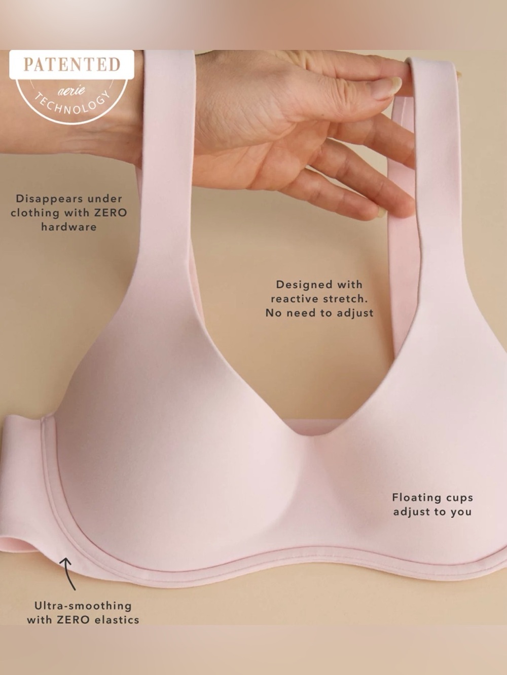 Aerie SMOOTHEZ Bra The Scoop 36 C Lightly Lined  Soft! 💎NWT Tan Gold Retail $55 - Picture 7 of 7